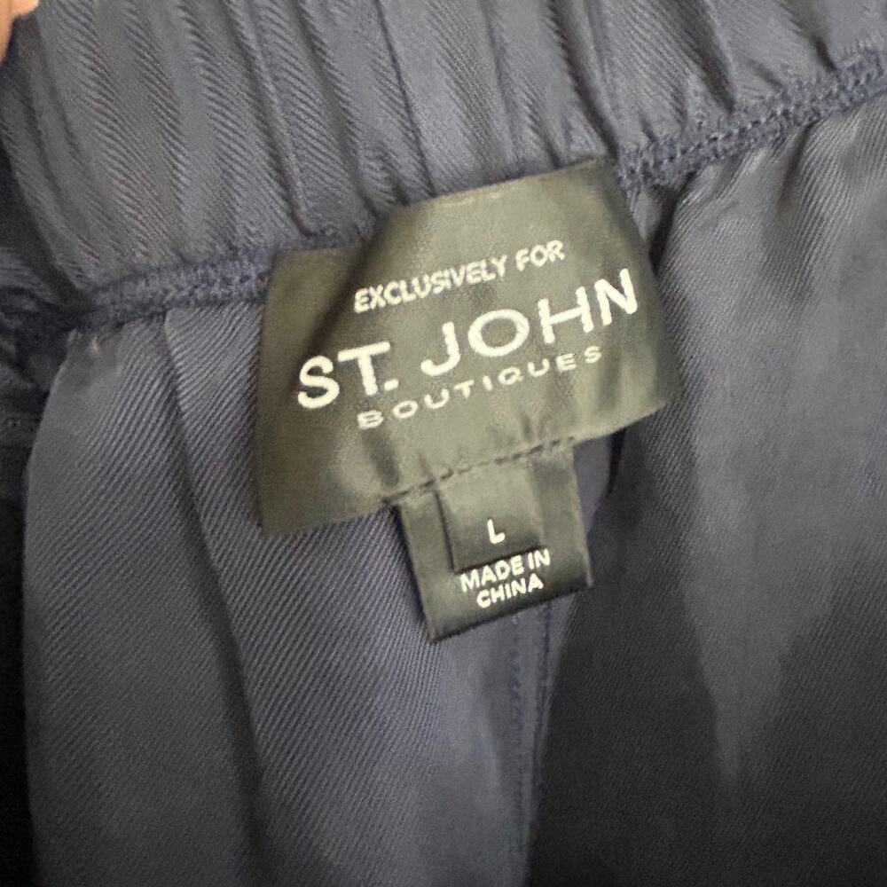 St. John Botique 100% Cupro Cotton Navy Slacks Women's Size L - Picture 7 of 7